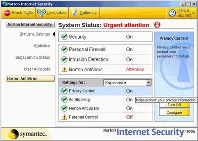 Screenshot 1 - Norton Internet Security